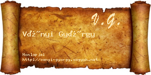 Ványi György névjegykártya